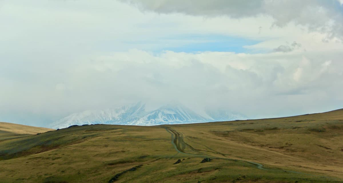 Grasslands and Tsengel Khairkhan mountain in Mongolia